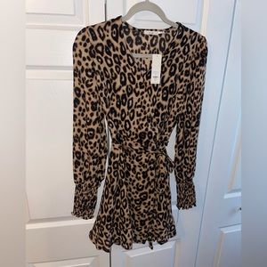 Francesca’s cheetah print long sleeve wrap dress